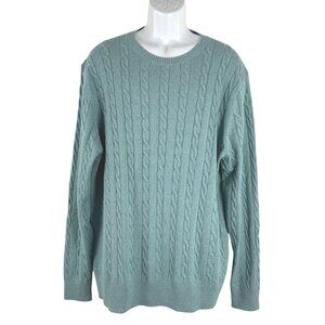 Brooks Brothers Supima Cotton Sweater Mens XL Cable Knit Blue Crewneck FS-1398
